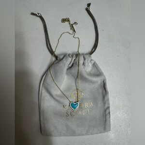 Kendra Scott Gold Necklace with Turquoise Heart Pendant